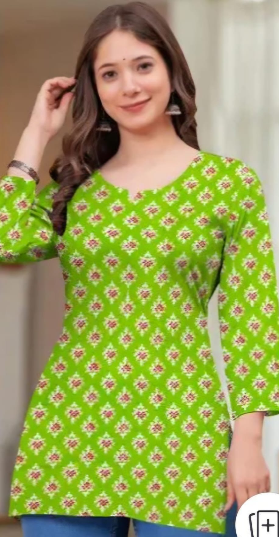 Elegant Floral Kurti- Soft Cotton