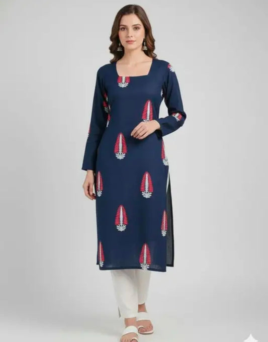 Women's Stylish Navy Blue Long Kurti